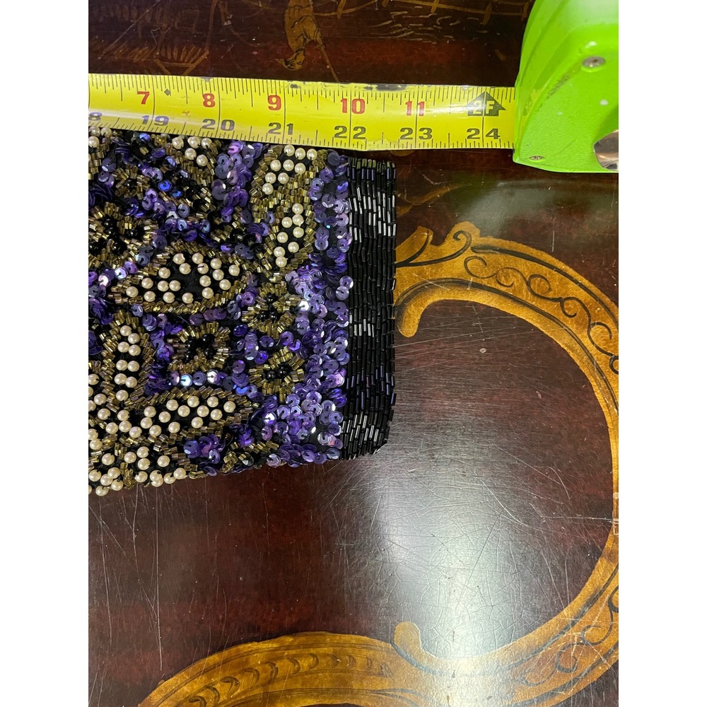 Vtg Stenay Purple Gold Floral Beaded Silk Evening Crop Jacket Bolero Glam XL - Picture 12 of 14